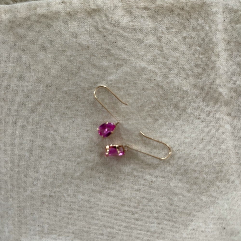10k Ruby (Lab Grown) Drop Earrings - image 1